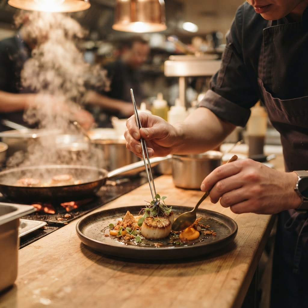 Chef preparing a dish